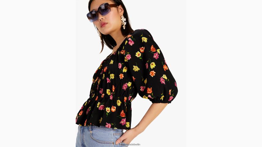 de Kate Spade Frauen Tulpenwurf-Riviera-Oberteil Schwarz NB82J2741 Bekleidung