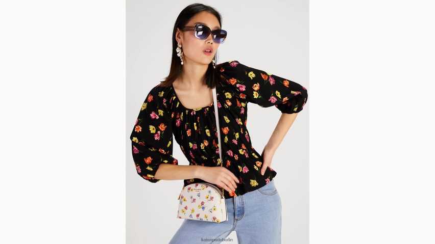 de Kate Spade Frauen Tulpenwurf-Riviera-Oberteil Schwarz NB82J2741 Bekleidung