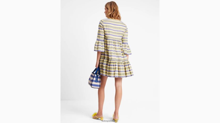 de Kate Spade Frauen Tunika mit Markisenstreifen-Stickerei perfektes Beige NB82J2708 Bekleidung