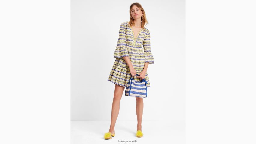 de Kate Spade Frauen Tunika mit Markisenstreifen-Stickerei perfektes Beige NB82J2708 Bekleidung