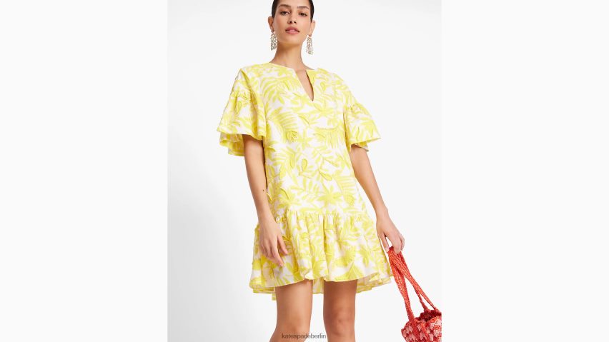 de Kate Spade Frauen Tunika mit tropischem Blattwerk Cadmiumgelb/Creme NB82J2719 Bekleidung