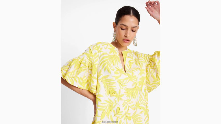 de Kate Spade Frauen Tunika mit tropischem Blattwerk Cadmiumgelb/Creme NB82J2719 Bekleidung