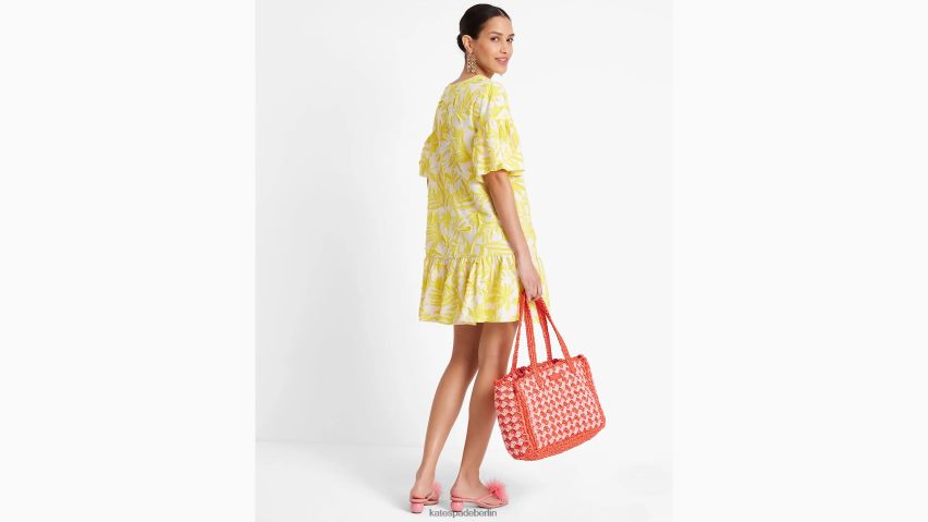 de Kate Spade Frauen Tunika mit tropischem Blattwerk Cadmiumgelb/Creme NB82J2719 Bekleidung