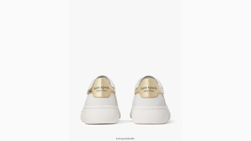 de Kate Spade Frauen Turnschuhe anheben Optik Weiß/Blassgold NB82J2539 Schuhwerk