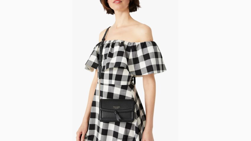 de Kate Spade Frauen Umhängetasche mit Knotenklappe Schwarz NB82J2179 Zubehör