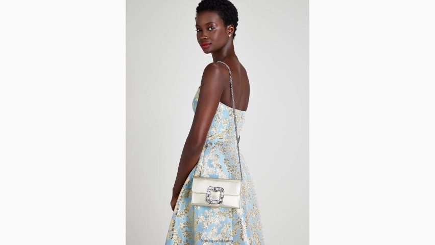 de Kate Spade Frauen Umhängetasche mit metallischer Brautschnalle Weißgold NB82J2256 Zubehör