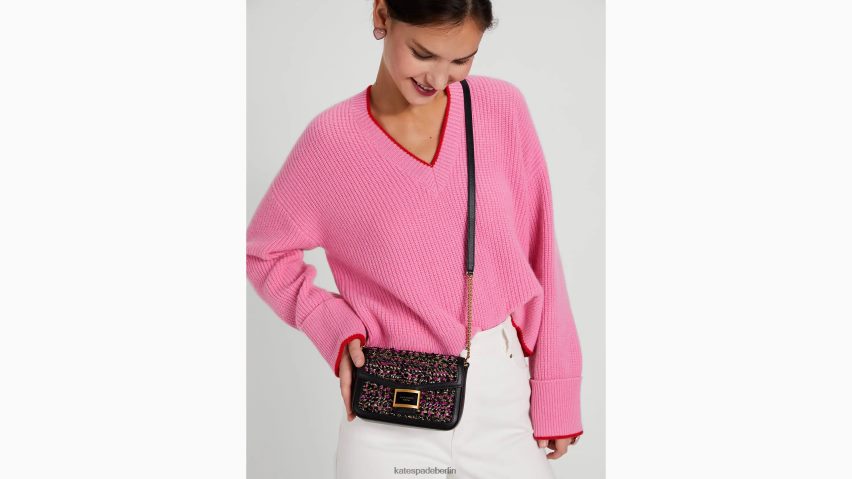 de Kate Spade Frauen Umhängetasche „Katy“ aus Tweed mit Klappenkette rosa multi NB82J2474 Zubehör