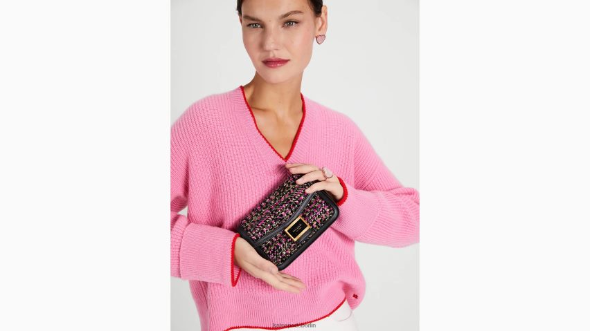 de Kate Spade Frauen Umhängetasche „Katy“ aus Tweed mit Klappenkette rosa multi NB82J2474 Zubehör