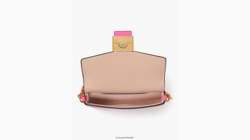 de Kate Spade Frauen Umhängetasche „Katy“ aus strukturiertem Leder mit Klappenkette Energie rosa NB82J261 Zubehör