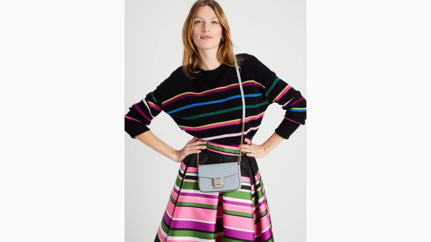 de Kate Spade Frauen Umhängetasche „Katy“ aus strukturiertem Leder mit Klappenkette Küstenstrand NB82J2331 Zubehör