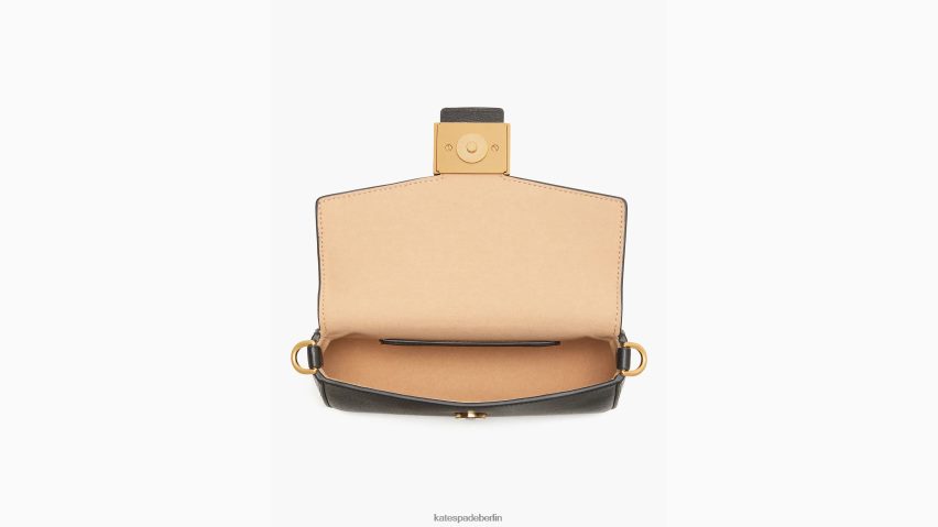 de Kate Spade Frauen Umhängetasche „Katy“ aus strukturiertem Leder mit Klappenkette Schwarz NB82J263 Zubehör