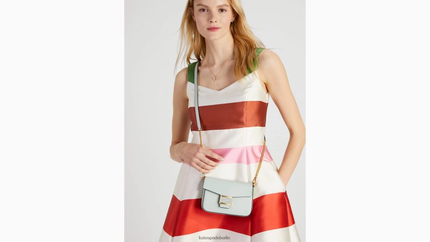 de Kate Spade Frauen Umhängetasche „Katy“ aus strukturiertem Leder mit Klappenkette kristallblau NB82J262 Zubehör