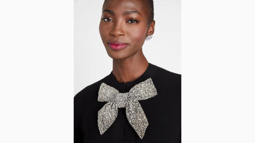 de Kate Spade Frauen Verzierter Cardigan mit Schleife Schwarz NB82J2906 Bekleidung