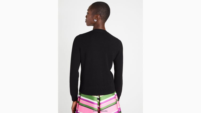 de Kate Spade Frauen Verzierter Cardigan mit Schleife Schwarz NB82J2906 Bekleidung