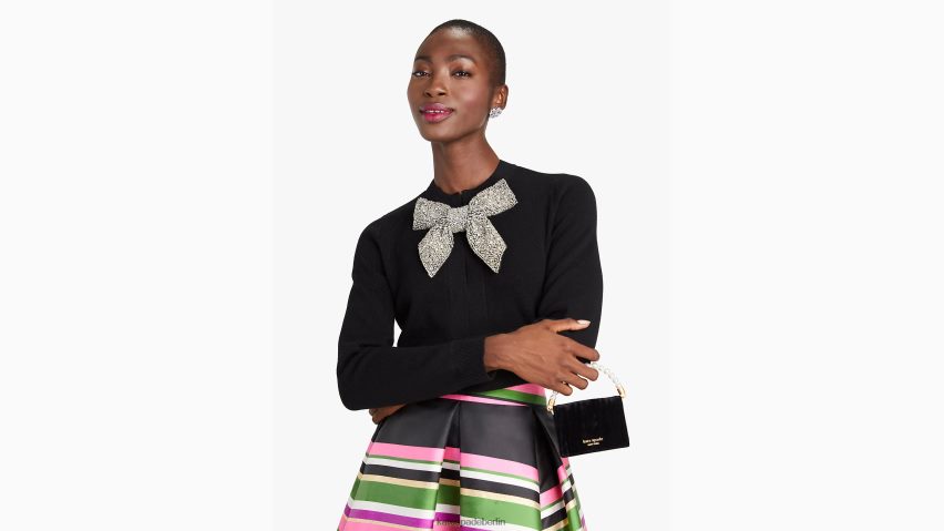 de Kate Spade Frauen Verzierter Cardigan mit Schleife Schwarz NB82J2906 Bekleidung