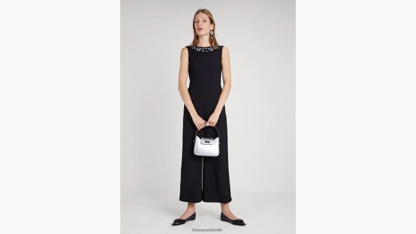 de Kate Spade Frauen Verzierter Ponte-Jumpsuit Schwarz NB82J2851 Bekleidung