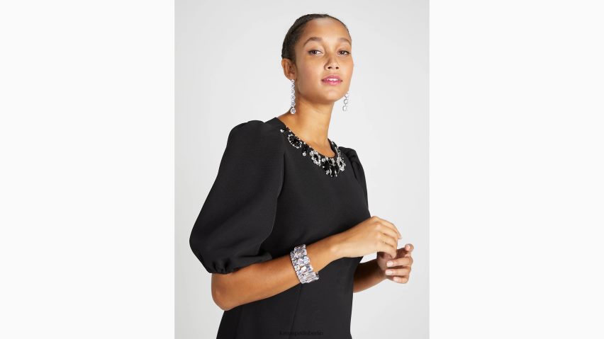 de Kate Spade Frauen Verziertes Kleid aus doppeltem Krepp Schwarz NB82J2898 Bekleidung