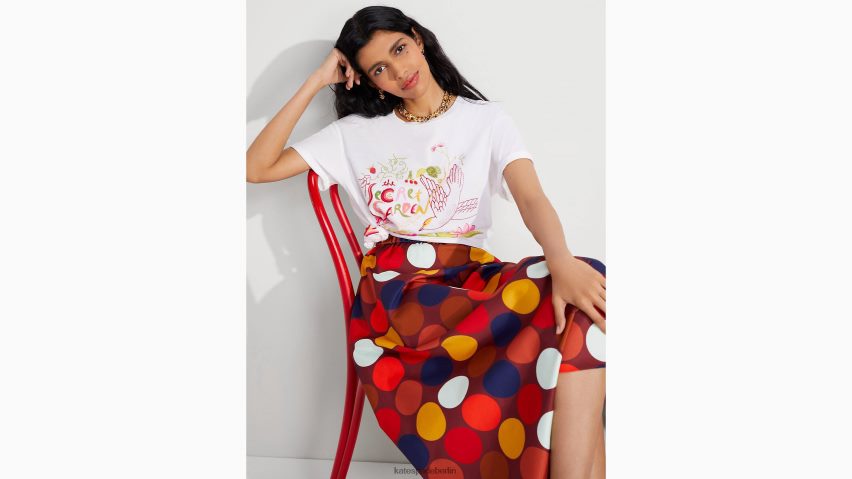 de Kate Spade Frauen Verziertes Secret Garden T-Shirt frisches Weiß NB82J2938 Bekleidung