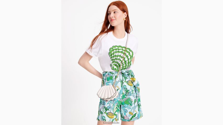 de Kate Spade Frauen Verziertes Shell-T-Shirt frisches Weiß NB82J2690 Bekleidung