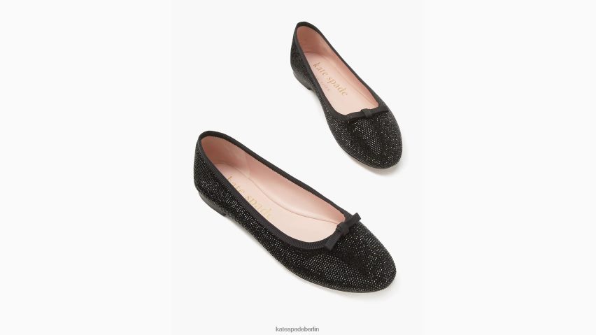 de Kate Spade Frauen Wohnungen mit Kleeblattpflaster Schwarz NB82J2601 Schuhwerk