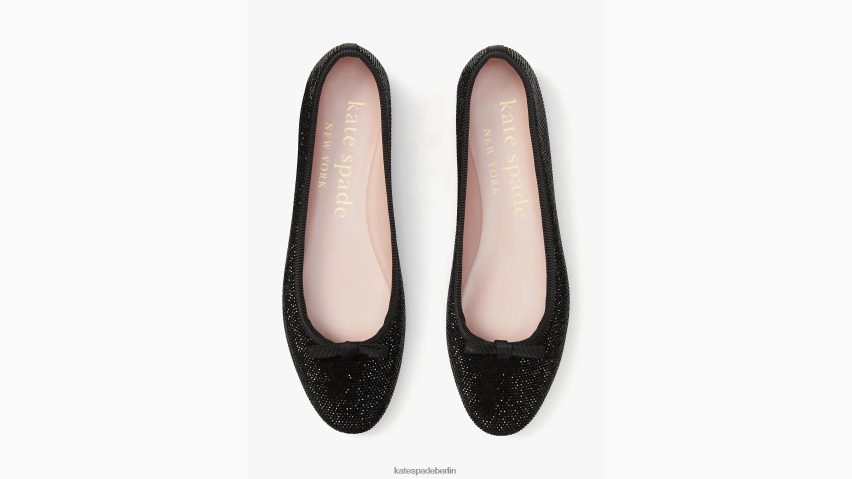 de Kate Spade Frauen Wohnungen mit Kleeblattpflaster Schwarz NB82J2601 Schuhwerk