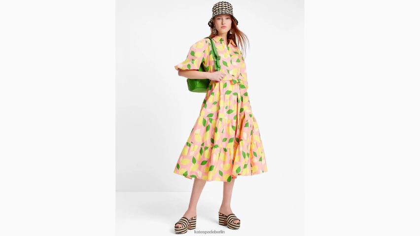de Kate Spade Frauen Zitronengelbes Hemdkleid mit Taillenschnürung Seestern NB82J2704 Bekleidung