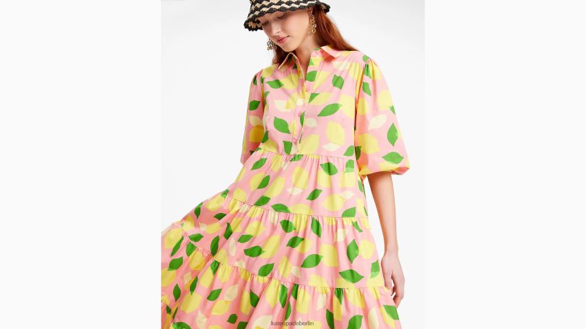 de Kate Spade Frauen Zitronengelbes Hemdkleid mit Taillenschnürung Seestern NB82J2704 Bekleidung