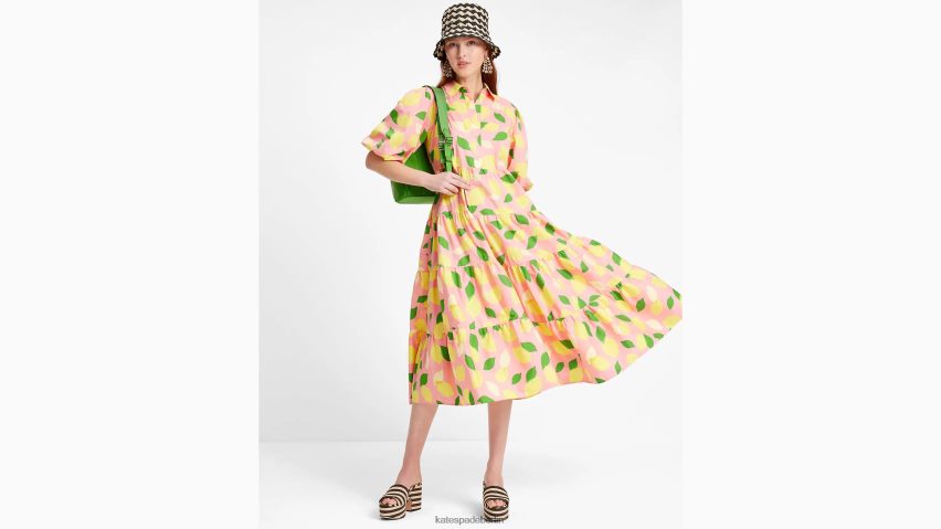 de Kate Spade Frauen Zitronengelbes Hemdkleid mit Taillenschnürung Seestern NB82J2704 Bekleidung