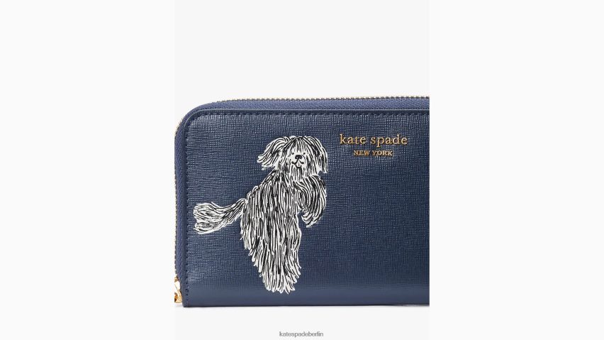 de Kate Spade Frauen Zotteliges geprägtes kontinentales Portemonnaie mit umlaufendem Reißverschluss Blazer blau multi NB82J2465 Zubehör
