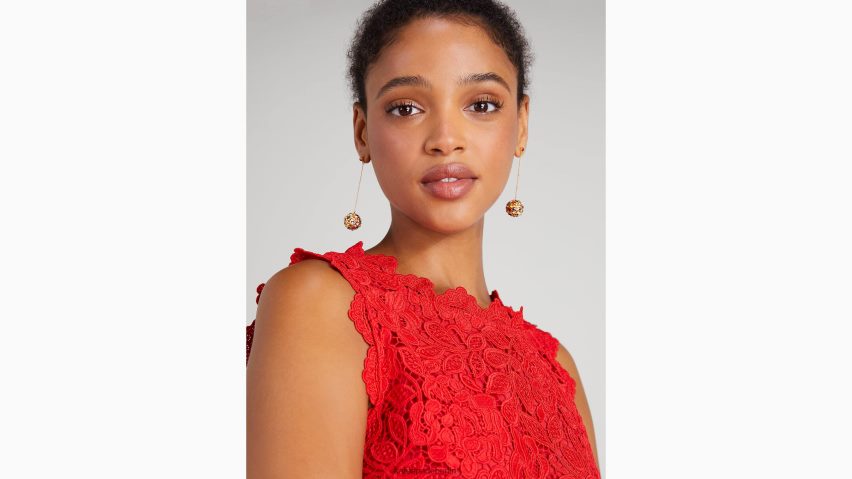 de Kate Spade Frauen florales Spitzenkleid Motor rot NB82J2850 Bekleidung