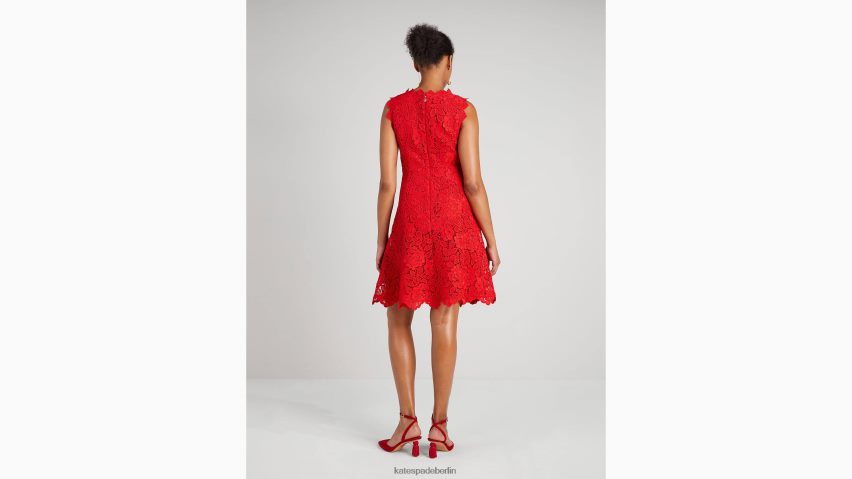 de Kate Spade Frauen florales Spitzenkleid Motor rot NB82J2850 Bekleidung