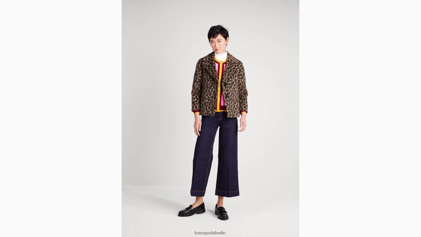 de Kate Spade Frauen gebürstete Leopardenjacke geröstete Cashewnüsse NB82J2950 Bekleidung