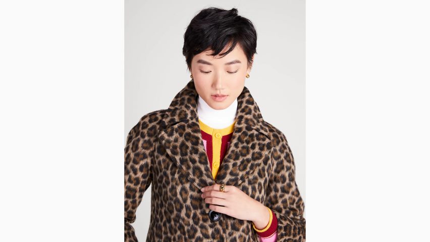 de Kate Spade Frauen gebürstete Leopardenjacke geröstete Cashewnüsse NB82J2950 Bekleidung