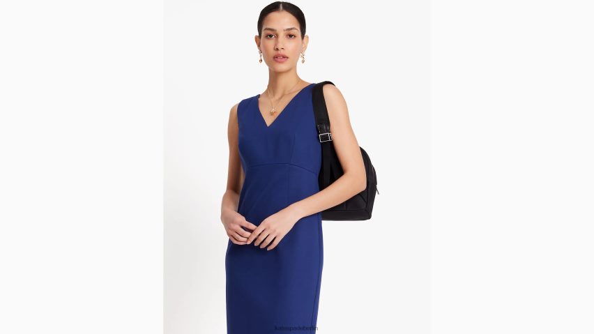 de Kate Spade Frauen Ärmelloses Ponte-Kleid mit V-Ausschnitt Französische Marine NB82J2723 Bekleidung