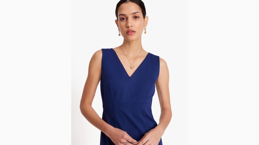 de Kate Spade Frauen Ärmelloses Ponte-Kleid mit V-Ausschnitt Französische Marine NB82J2723 Bekleidung
