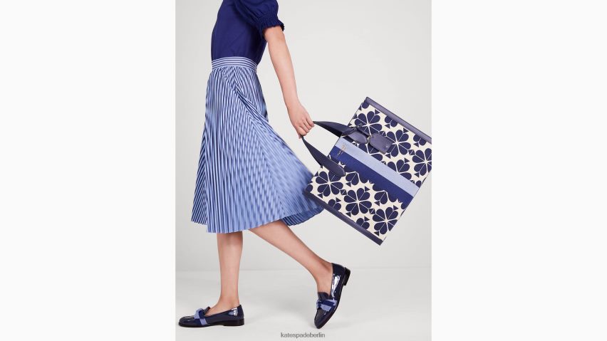 de Kate Spade Frauen Übergroße Manhattan-Tasche mit Blumen-Jacquardstreifen blau mehrfarbig NB82J2272 Zubehör