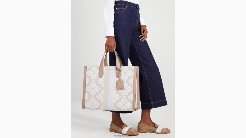 de Kate Spade Frauen Übergroße Manhattan-Tasche mit Blumen-Jacquardstreifen natürliches Multi NB82J2271 Zubehör