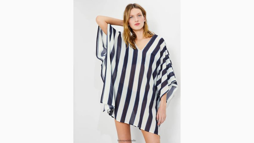 de Kate Spade Frauen Überwurfkaftan mit Markisenstreifen sattes Marine-Multi NB82J2805 Bekleidung