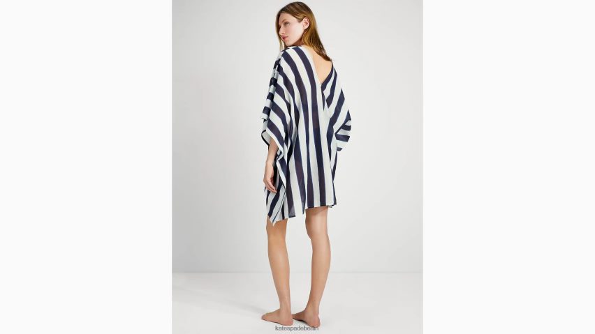 de Kate Spade Frauen Überwurfkaftan mit Markisenstreifen sattes Marine-Multi NB82J2805 Bekleidung