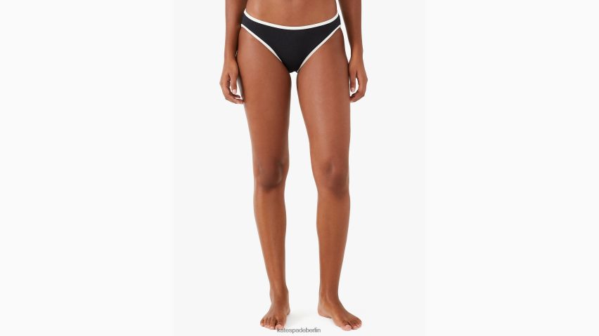 de Kate Spade Frauen Kontrastierendes Piqué-Bikiniunterteil Schwarz NB82J2949 Bekleidung