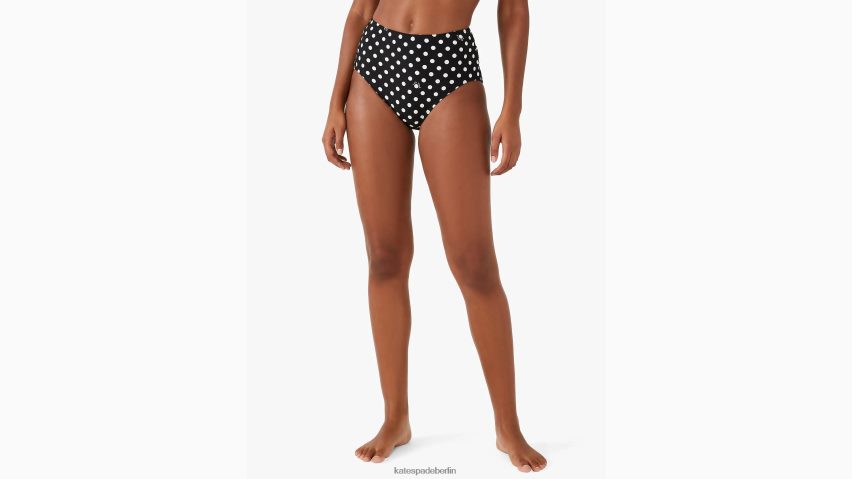 de Kate Spade Frauen Lia Dot-Bikinihose mit hoher Taille Schwarz NB82J2808 Bekleidung