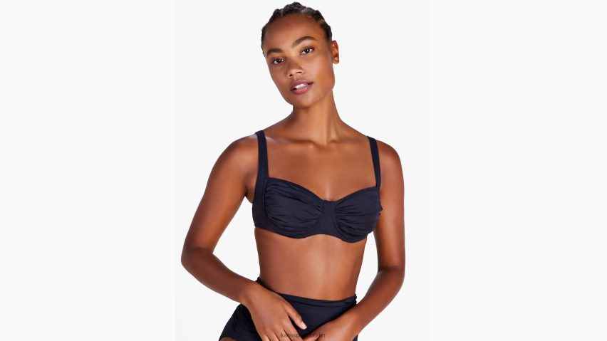 de Kate Spade Frauen Gerafftes Bügel-Bikinioberteil Schwarz NB82J2797 Bekleidung