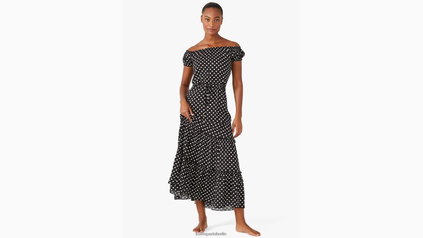 de Kate Spade Frauen Schulterfreies Cover-up-Maxikleid „Lia Dot“. Schwarz NB82J2806 Bekleidung