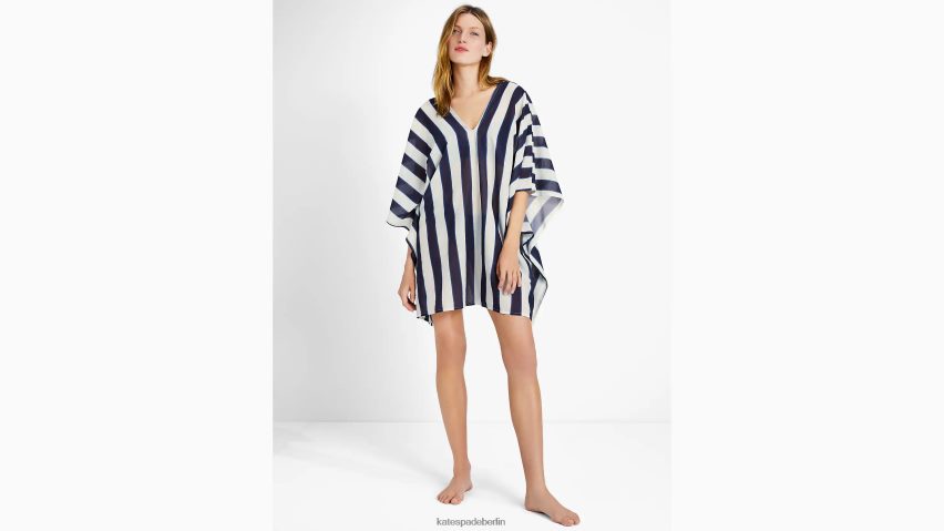 de Kate Spade Frauen Überwurfkaftan mit Markisenstreifen sattes Marine-Multi NB82J2805 Bekleidung