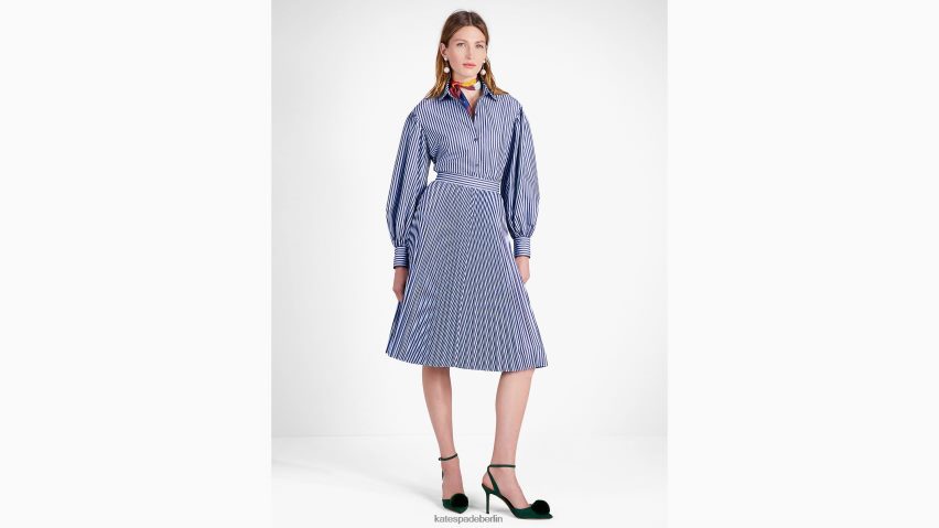 de Kate Spade Frauen Faltenrock mit Gebäckstreifen Citrinblau NB82J2892 Bekleidung