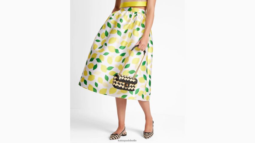 de Kate Spade Frauen Midirock aus Mikado mit Zitronenmuster Creme NB82J2727 Bekleidung