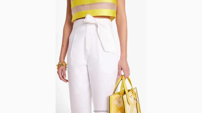 de Kate Spade Frauen Hose aus Popeline mit Bindegürtel frisches Weiß NB82J2726 Bekleidung