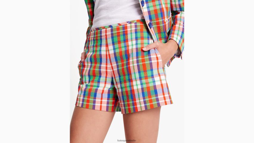 de Kate Spade Frauen Shorts aus Seersucker mit Küstenkaromuster multi NB82J2712 Bekleidung
