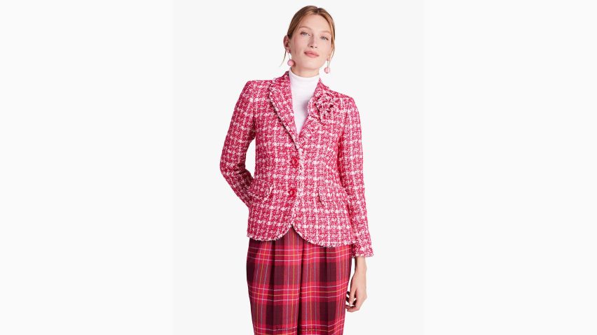 de Kate Spade Frauen Karierter Tweed-Blazer rosa multi NB82J2946 Bekleidung