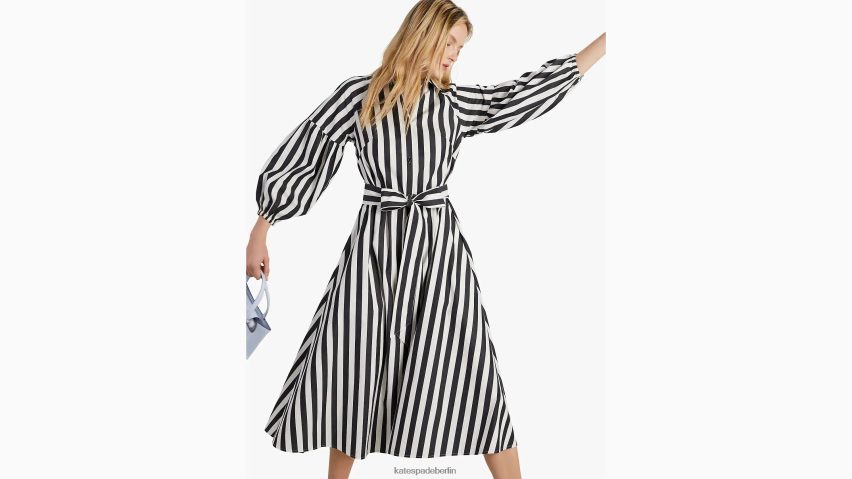 de Kate Spade Frauen Kleid aus Dakota mit Terrassenstreifen schwarz/creme NB82J2751 Bekleidung